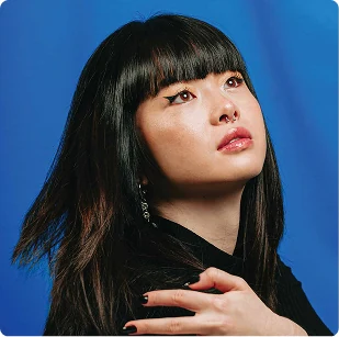Portrait of a person on a blue background