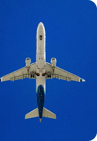 Airplane on blue background