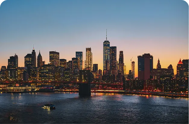 Lower Manhattan skyline at dusk, New York City