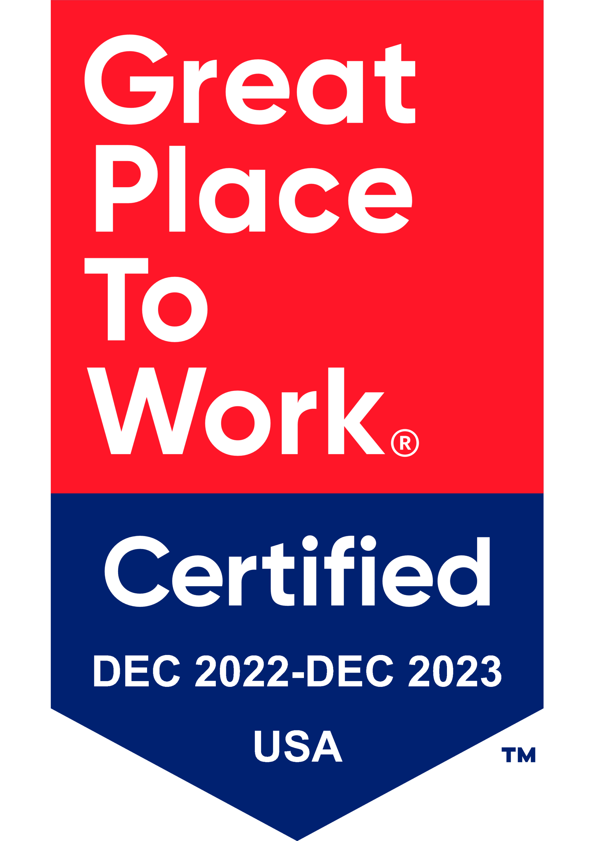 Badge for Great Place to Work Certification Dec 2022 - Dec 2023