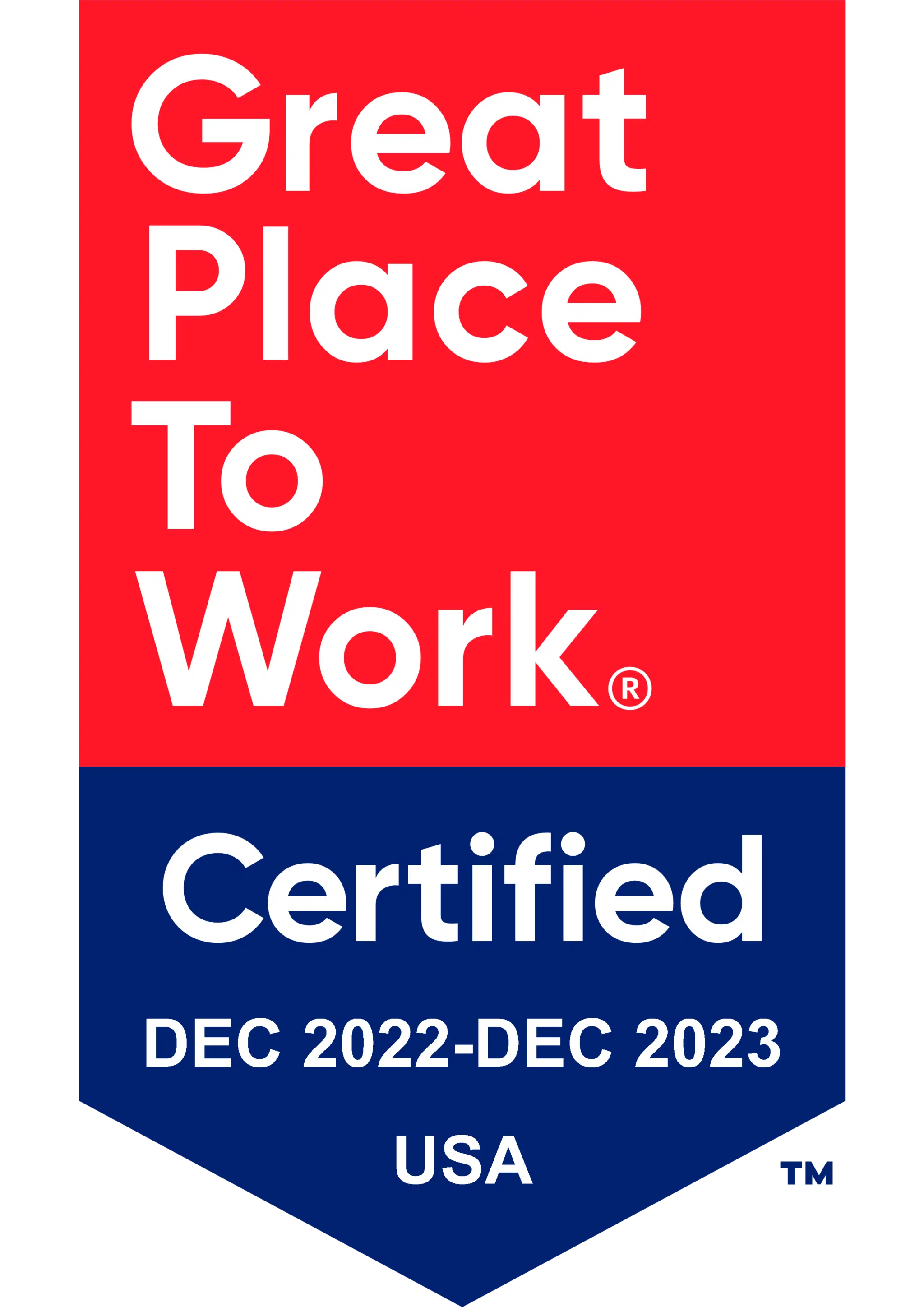 Badge for Great Place to Work Certification Dec 2022 - Dec 2023