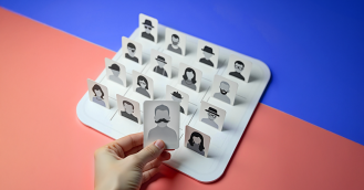 A user playing a version of a guessing game, trying to simulate the difficulties in deciphering between legitimate customer and fake accounts.