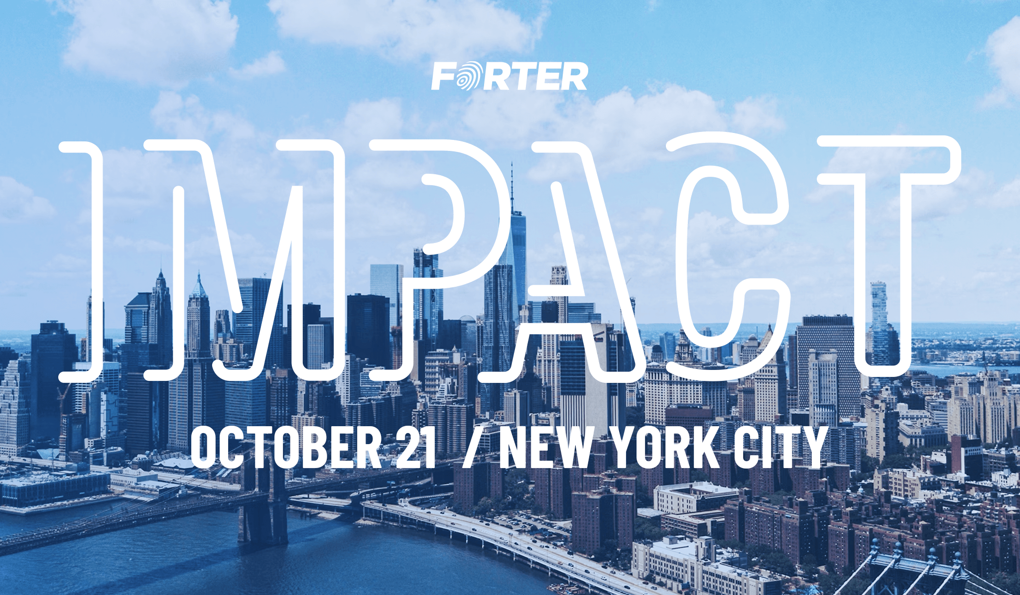 New York City skyline with IMPACT conference logo