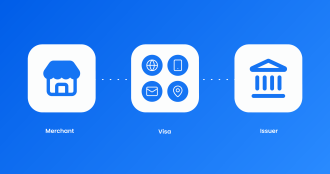 Diagram of Visa's DCAP data flow showing merchant data shared with issuers to improve authorization rates